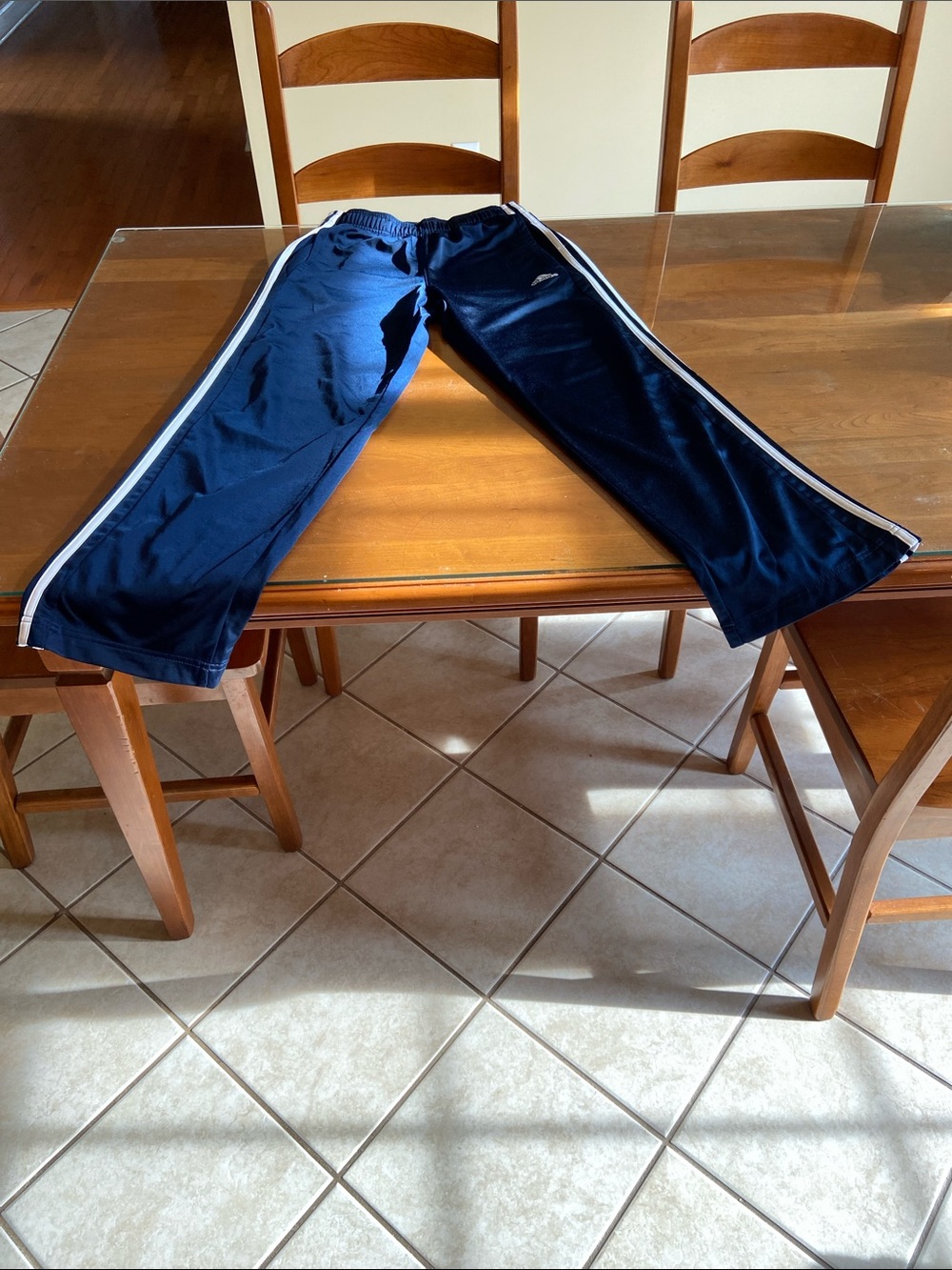 adidas Navy Track Pants with White Side Stripes